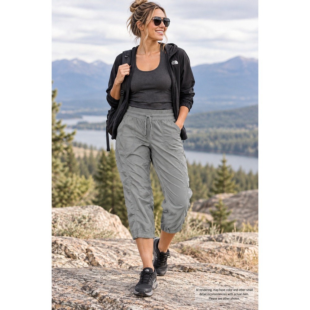 The North Face XL Grey Aphrodite Capri Pants Hiking Trail Outdoor Gorpcore